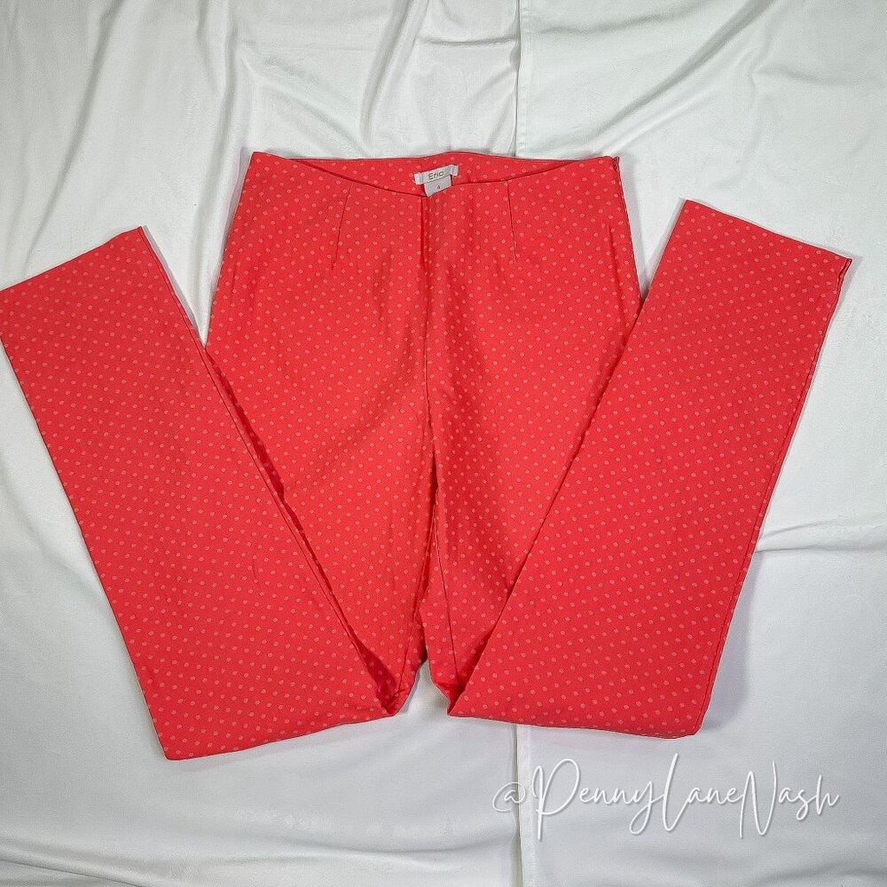 Eric Stella Mid-Rise Side Zipper Dotted Pants Size 6 Coral - Picture 7 of 15